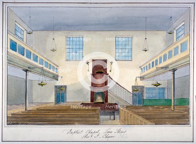 Inteiror view of Lion Street Baptist Chapel, off New Kent Road, Southwark, London, 1826. Artist: G Yates