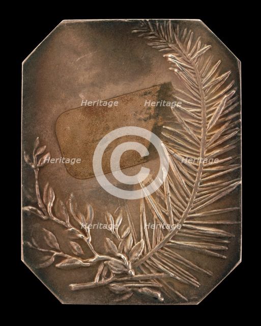 Intertwined Branches of Laurel and Evergreen [reverse], 1897. Creator: Alexandre Louis Marie Charpentier.