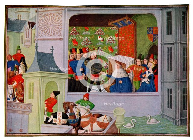 'Interview of Richard II and the Duke of Gloucester', 14th century (15th Century).Artist: Master of the Harley Froissart