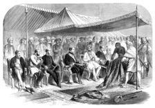 Interview at Sealkote, on the 9th March, between the Maharajah Runjeet Singh of Cashmere..., 1860. Creator: Unknown