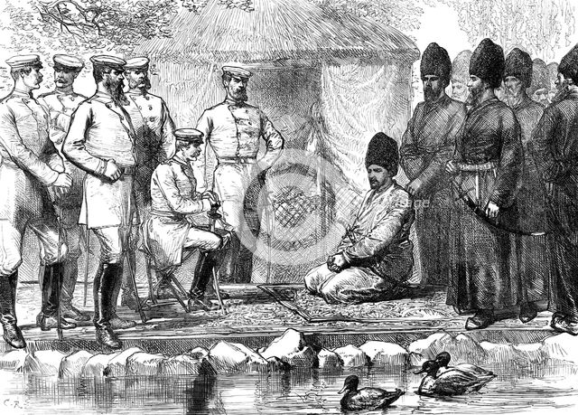 Interview between General Kaufmann and the Khan of Khiva, 1874. Creator: Unknown.
