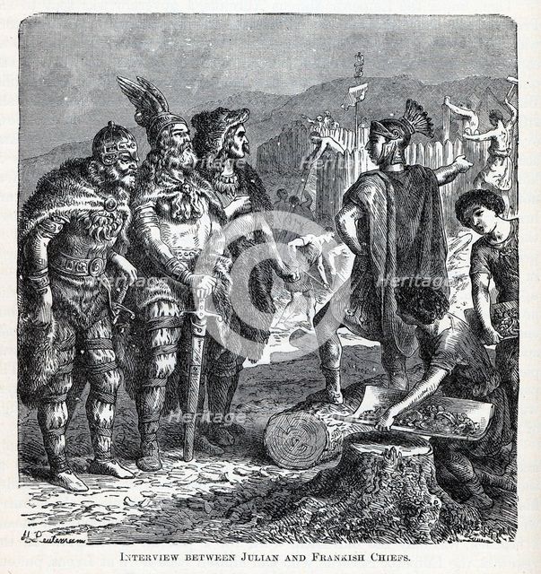 Interview between Julian and Frankish Chiefs, 1882. Artist: Leutemann, Gottlob Heinrich (1824-1905)