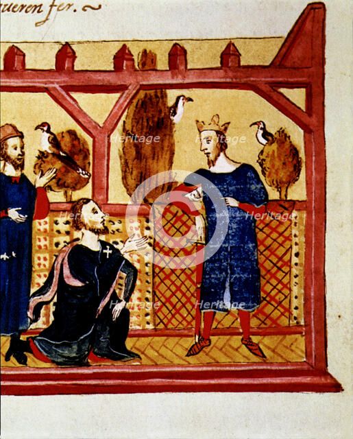 Interview in Alcaniz of the King James I the Conqueror (1213 - 1276) with Hugo Forcalquer and Bla…