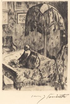 Interieur mit Stehlampe (Interior with Floor Lamp), 1916. Creator: Lovis Corinth