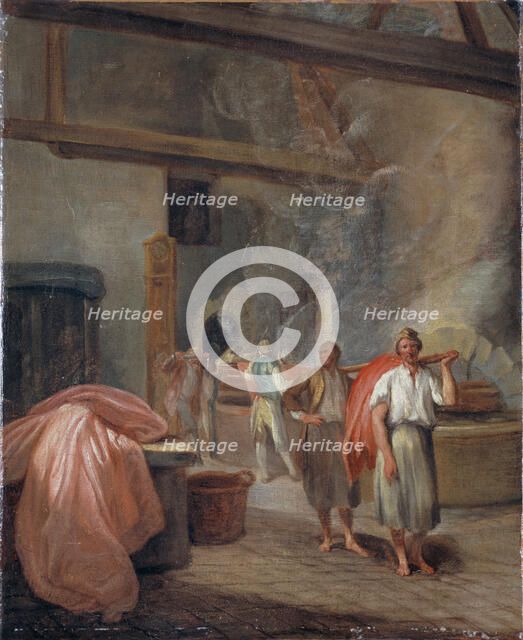 Intérieur d'un atelier de teinture, aux Gobelins, c1760. Creator: Ecole Francaise.