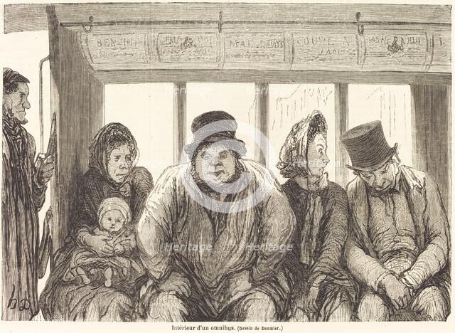 Interieur d'un omnibus [bottom half], published 1864. Creator: Charles Maurand.