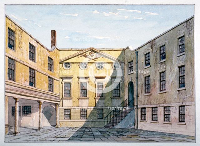 Interior Court of the Apothecaries' Hall, City of London, 1830.                                      Artist: Anon