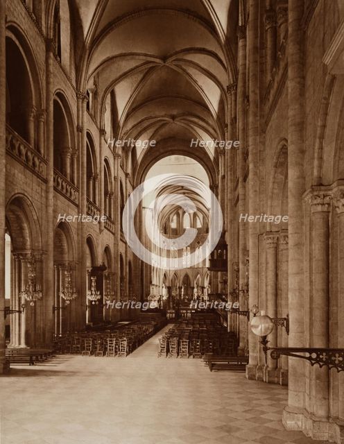 Interior, Church of Sainte-Étienne, Caen, France, between 1867 and 1870. Creator: Adolphe Braun.