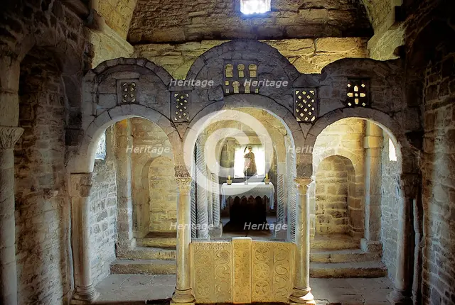 Interior, Church of Santa Cristina de Lena, Pola de Lena, Spain, 9th century, (2008).  Creator: LTL.