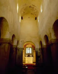 Interior, Church of the Holy Saviour of Valdedios, Asturias, Spain, 9th century, (2002). Creator: LTL
