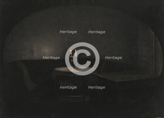 Interior. Artificial Light, 1909. Creator: Vilhelm Hammershøi.