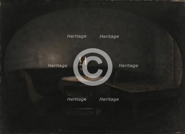 Interior. Artificial Light (Interiør. Kunstigt lys) , 1909. Creator: Hammershøi, Vilhelm (1864-1916).