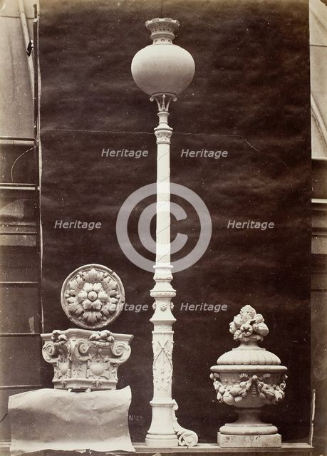 Interior Details and Candelabra, Théâtre du Vaudeville, Paris, 1869, printed 1875/76. Creator: Louis-Emile Durandelle.