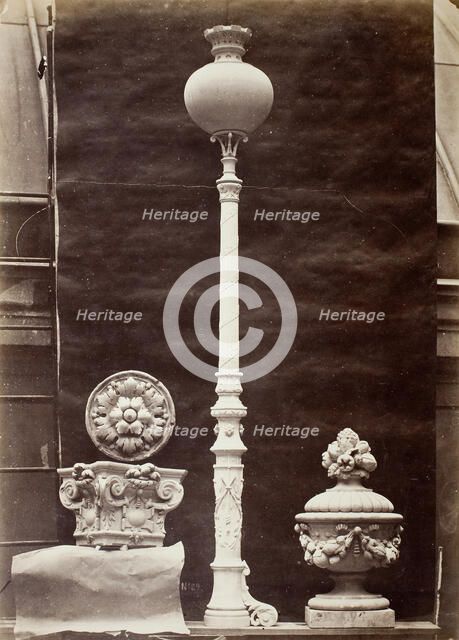 Interior Details and Candelabra, Théâtre du Vaudeville, Paris, 1869, printed 1875/76. Creator: Louis-Emile Durandelle.