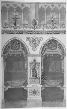Interior Elevation with Statue of Louis II, Reims Cathedral, n.d.. Creators: Charles Percier, Pierre Francois Leonard Fontaine