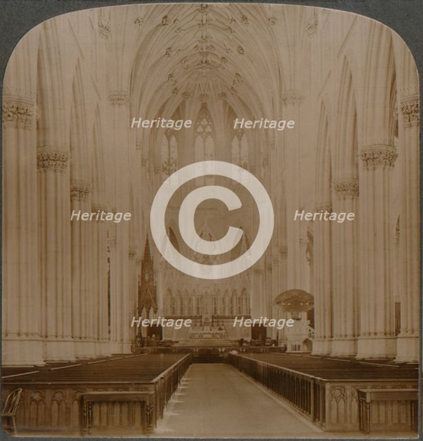 'Interior finest Gothic structure in U.S. - St. Patrick's Cathedral, New York', c1900. Artist: Unknown.