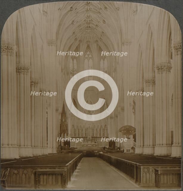 'Interior finest Gothic structure in U.S. - St. Patrick's Cathedral, New York', c1900. Artist: Unknown.