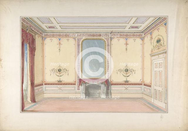 Interior: Fireplace wall, 19th century. Creator: John Gregory Crace.