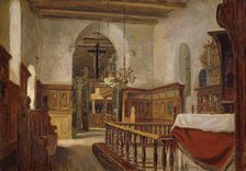 Interior from the Church at Voss, probably 1855. Creator: Adolph Tidemand