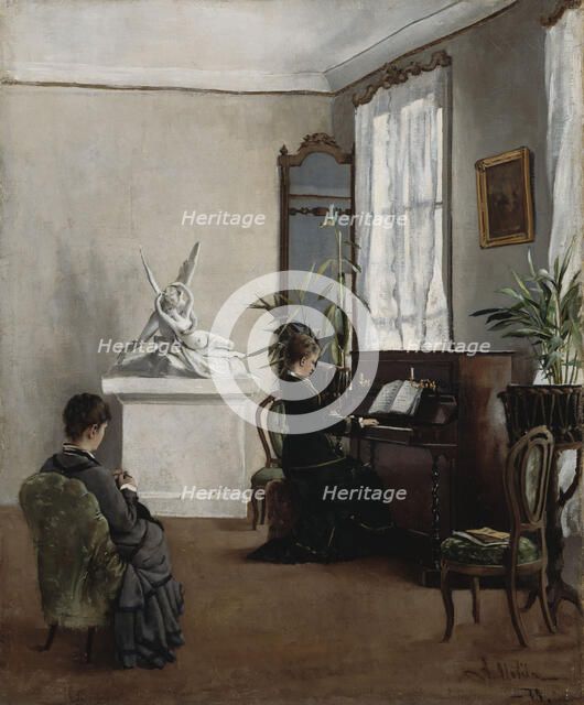 Interior from a Musical Home, 1879. Creator: Aukusti Uotila.