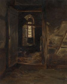 Interior from a Cowshed, 1872. Creator: Eilif Peterssen