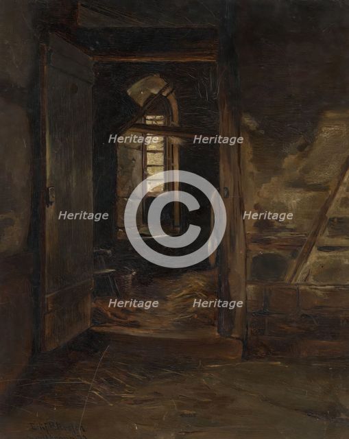 Interior from a Cowshed, 1872. Creator: Eilif Peterssen.