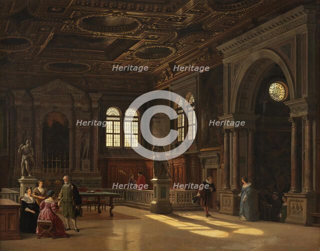 Interior from Scoula St. Rocco, Venice, 1852. Creator: Heinrich Hansen.