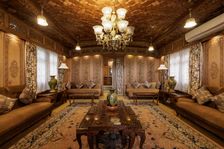 Interior, house boat, Dal Lake, Srinagar, Kashmir, India, 2023. Creator: Peter Thompson