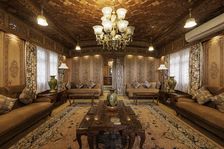 Interior, house boat, Dal Lake, Srinagar, Kashmir, India, 2023. Creator: Peter Thompson