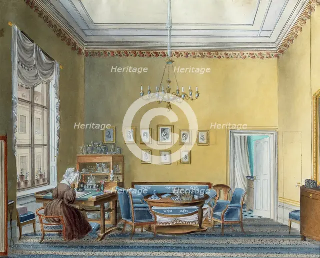 Interior in E Boratynsky's House, Moscow, Russia, 1830s. Artist: Russian Master