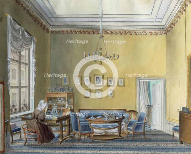Interior in E Boratynsky's House, Moscow, Russia, 1830s. Artist: Russian Master