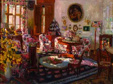 Interior in the Manor House Brasovo 1912. Artist: Stanislav Julianovic Zukovskij