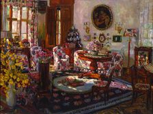 Interior in the Manor House Brasovo 1912. Artist: Stanislav Julianovic Zukovskij