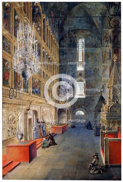 'Interior in the Assumption Cathedral in the Moscow Kremlin', 1819. Artist: Fyodor Yakovlevich Alexeev