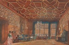 Interior in the castle Rosenberg of the Counts Buquoy-Longueval in South Bohemia, 1856