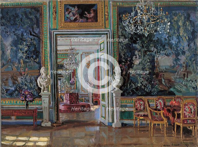 Interior in the Kuskovo Palace, 1917. Artist: Zhukovsky, Stanislav Yulianovich (1873-1944)