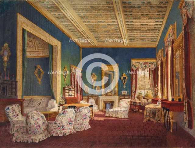 Interior in the Talyzin's Manor House Denezhnikovo. Artist: Anonymous  