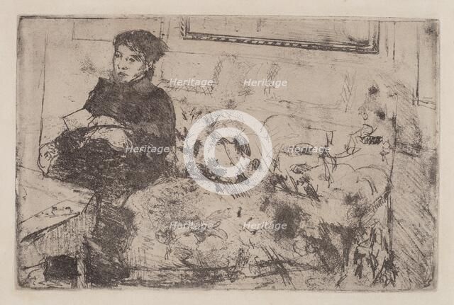 Interior: On the Sofa, c. 1883. Creator: Mary Cassatt.