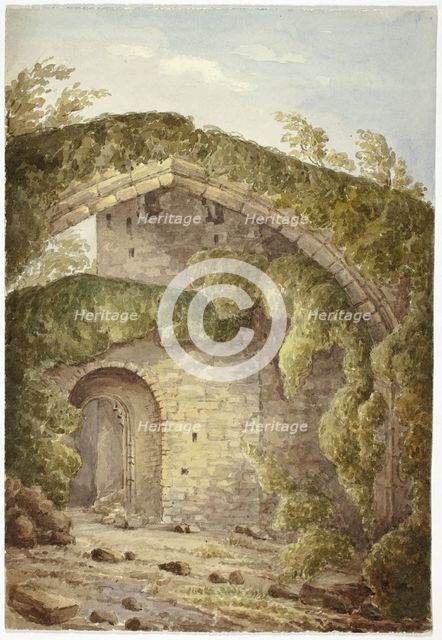 Interior of Conway Castle, 1845. Creator: Elizabeth Murray.