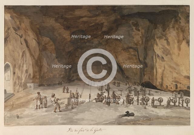 Interior of cave of Santa Maria Capella, 1778. Creator: Louis Ducros.