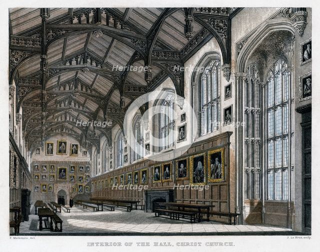 Interior of Christ Church Hall, Oxford University, c1830s. Artist: JH Le Keux.