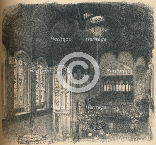 'Interior of Crosby Hall', 1902. Artist: Thomas Robert Way.