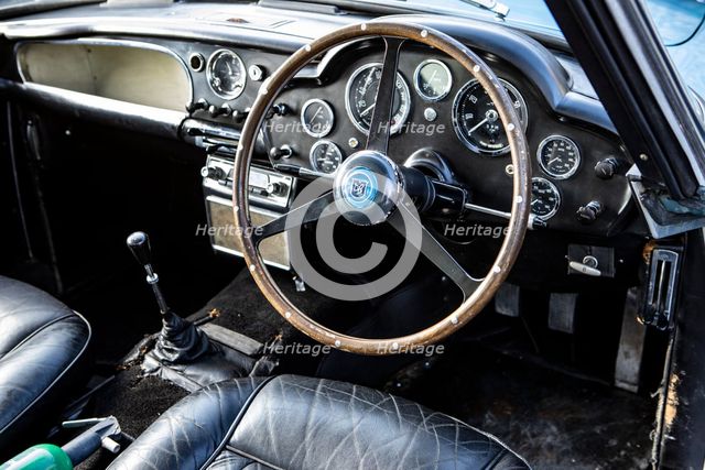Interior of a 1961 Aston Martin DB4 GT SWB lightweight. Creator: Unknown.