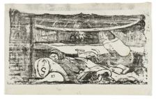 Interior of a Tahitian Hut, from the Suite of Late Wood-Block Prints, 1898/99. Creator: Paul Gauguin