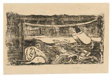 Interior of a Tahitian Hut, from the Suite of Late Wood-Block Prints, 1898/99. Creator: Paul Gauguin