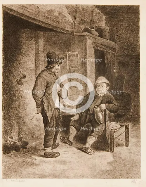 Interior of a Tavern, with two peasants, (c1645), 1780s Creator: William Baillie.