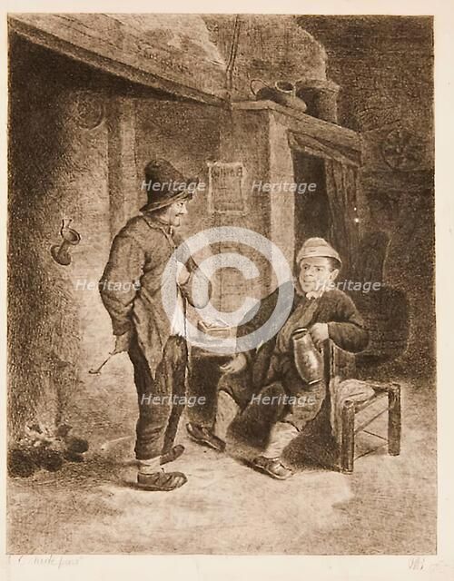 Interior of a Tavern, with two peasants, (c1645), 1780s Creator: William Baillie.