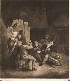 Interior of a Tavern with a Company of Six Men, a Woman and a Child, (c1660s), c1774. Creator: William Baillie