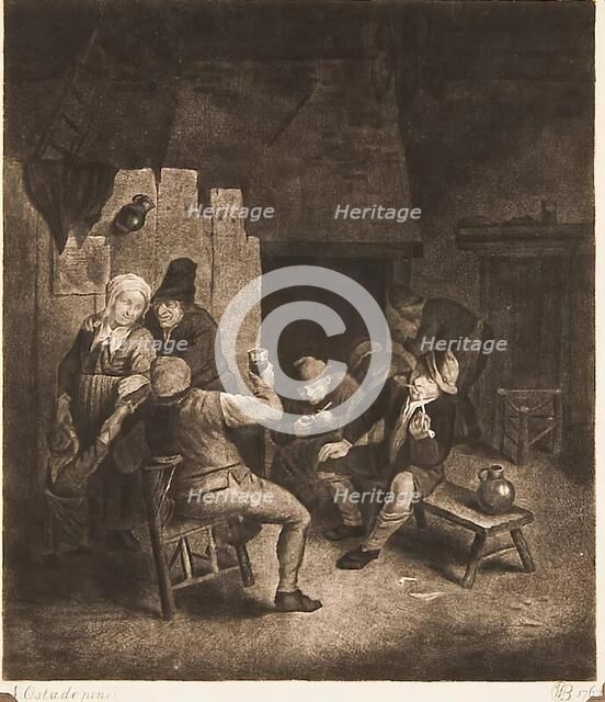 Interior of a Tavern with a Company of Six Men, a Woman and a Child, (c1660s), c1774. Creator: William Baillie.