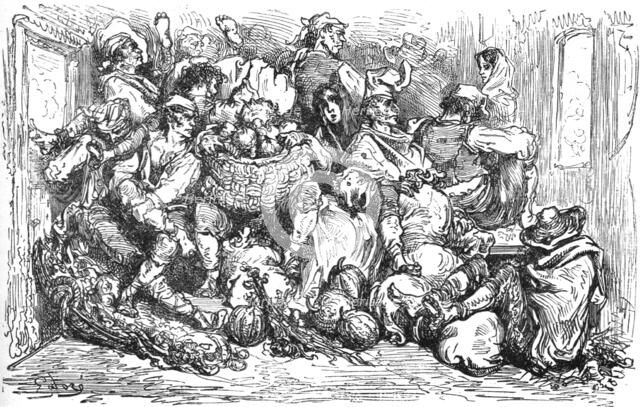 ''Interior of a third class railway carriage in Spain; Notes on Spain', 1875. Creator: Unknown.